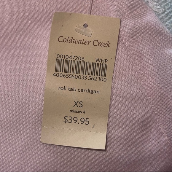 Coldwater Creek Open Front Lightweight Roll Tab Cardigan Tunic In Pale Pink - Picture 13 of 16